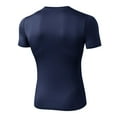 thumbnail image 3 of Men's Compression Shirts, Short Sleeve Workout Gym T-Shirt, Running Tops, Cool Dry Athletic Shirt Navy Blue 2XL, 3 of 9