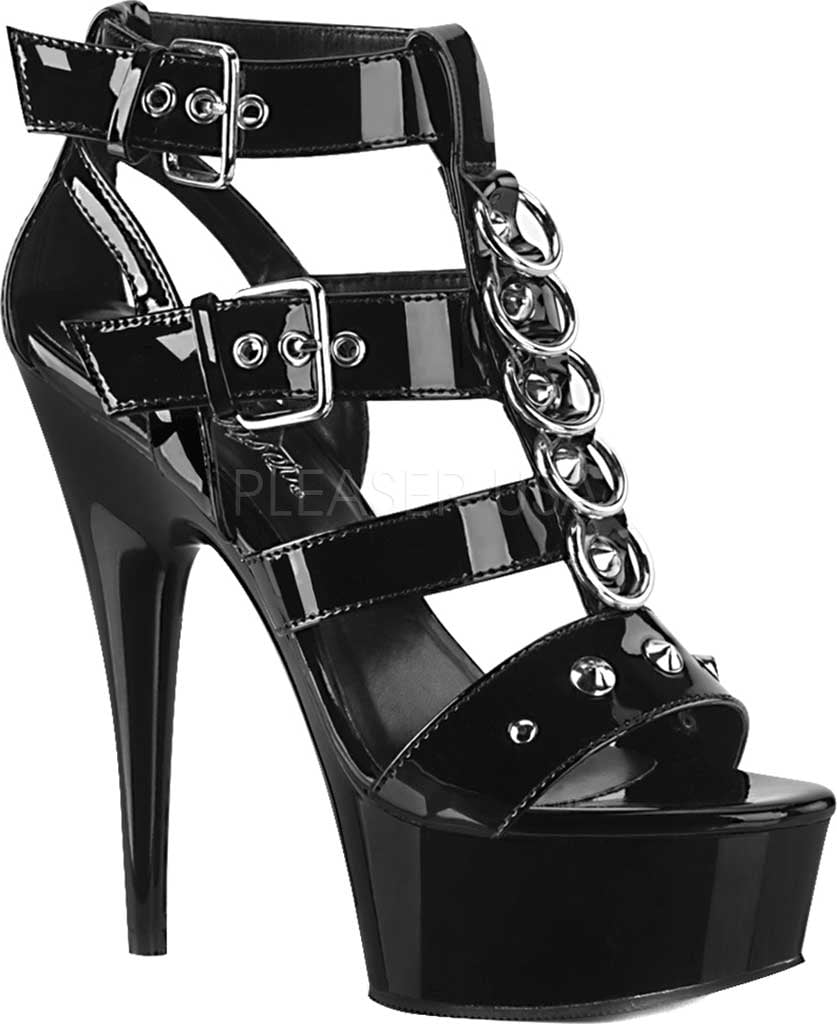 PLEASER DELIGHT-637 6" Heel Platform Black Ankle Strap Buckle Gladiator Sandals 
