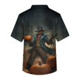 thumbnail image 3 of Men's Halloween Scrub Tops V-Neck Short Sleeve Bat Web Hand Lettering Print Medical Work Uniform with Chest Pocket Comfortable Pullover Tunic Ginger 4XL, 3 of 4