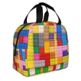 thumbnail image 2 of Easygdp Colorful Plastic Blocks Pattern Bolsa Térmica Premium - Tela Oxford Impermeable, Gran Capacidad, Bolsillo Frontal, Unisex para Trabajo, Escuela, Actividades al Aire Libre y Picnics, 2 of 8