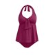 thumbnail image 5 of Tankini para mujer, color sólido con relleno en el pecho, tankini conservador, sin acero, sin espalda, cuello colgante, traje de baño, pantalones de baño divididos, traje de baño de dos piezas para mu, 5 of 8
