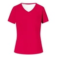 thumbnail image 3 of amelAEA 2024 Summer Short Sleeve T-Shirts for Women V Neck Solid Color Basic Tee Tops Casual Loose Shirts, 3 of 4