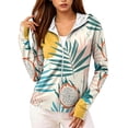 thumbnail image 3 of UPF 50+ Sun Protection Hoodie for Women - Tropical Floral Print Long Sleeve Zip Up Jacket with Thumbholes & Pockets, Lightweight Active Rash Guard Army Green L, 3 of 6