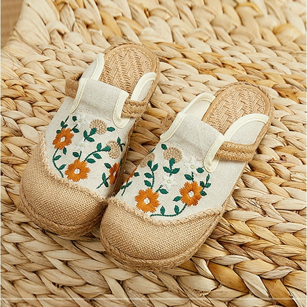 Zapatillas Retro suaves, cómodas y transpirables bordadas de estilo étnico para mujer Wmkox8yii hj789