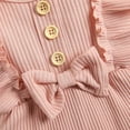 thumbnail image 5 of URMAGIC Summer Baby Girls Ruffle Sleveless Rib Knitted Romper and Headband Outfits, 5 of 9