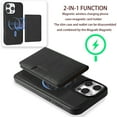 thumbnail image 2 of Detachable Wallet Case for iPhone 12 Pro / iPhone 12 6.1" Card Slots Holder, Premium PU Leather Magnetic Cover Compatible with Mag-Safe, Shockproof Removable Flip Kickstand Protective Case, Black, 2 of 7