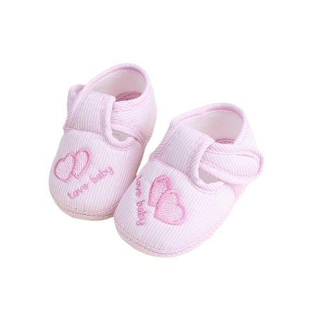 

SIMANLAN Newborn Sneakers Soft Sole First Walkers Shoe Cartoon Crib Shoes Baby Girls Boys Cute Flats Infant Prewalker Walking Sneaker Double Heart Pink 4.5C