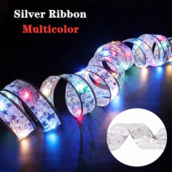 2026 CISIL & Christmas Tree Decorations String Lights 1M 10 LED Lights Copper Wire Ribbon Bows Lights for Party Weddings Holiday Christmas Tree Decorations (Multicolor)