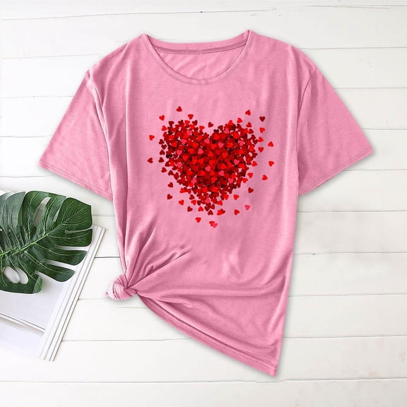ICHUANYI Valentines Shirts for Women Cute Candy Heart Tshirt Graphic Valentine Gift Tee Casual Hearts Tops