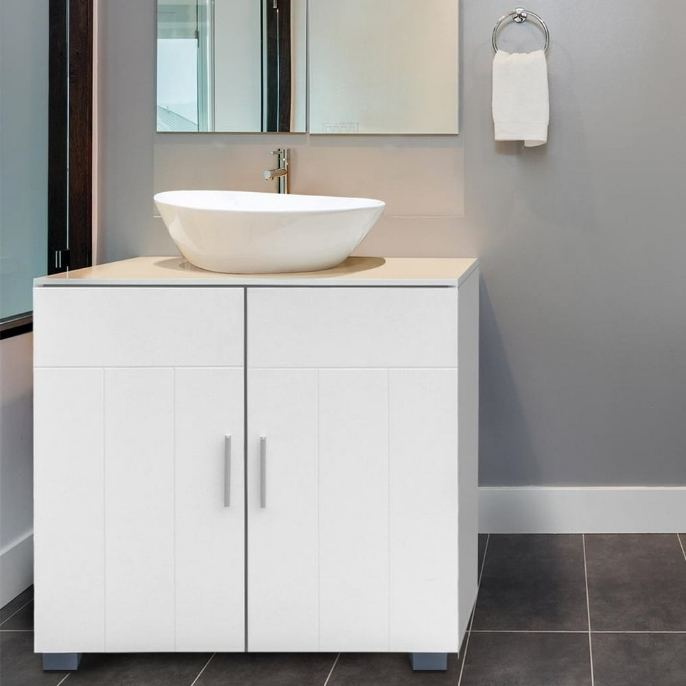 Zimtown Double Door Pedestal Under Sink Bathroom Vanity Storage Space Saver Organizer