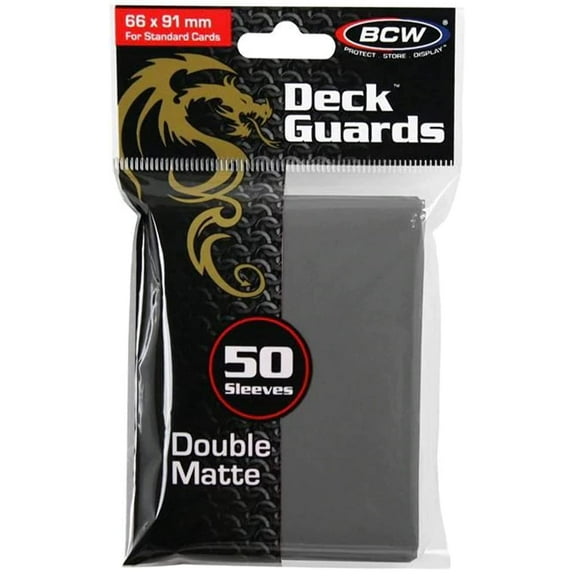 BCW Deck Guards Double Matte Card Sleeves - Grey, 50-Count (Standard)