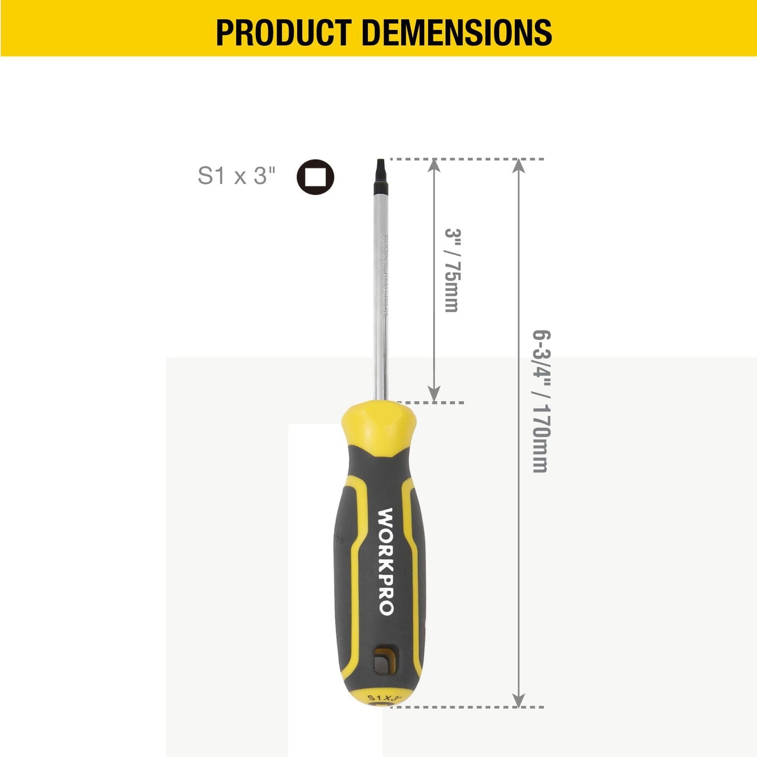 WorkPro Square Screwdriver S1 x 3"/75mm
