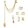 thumbnail image 1 of Xihbxyly Juego de Pendientes de Aleación con Forma de U para Cartílago, 5 Piezas, con Diseño de Estrella y Hoja, Ajustables, Sin Necesidad de Perforaciones, Joyería para Mujer, Accesorios de Moda., 1 of 3