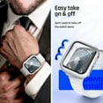 thumbnail image 7 of KOMI Waterproof Case for Apple Watch, 44mm SE (2nd Gen) Series 6 5 4, Tempered Glass Face Cover Accessories Silver, 7 of 7
