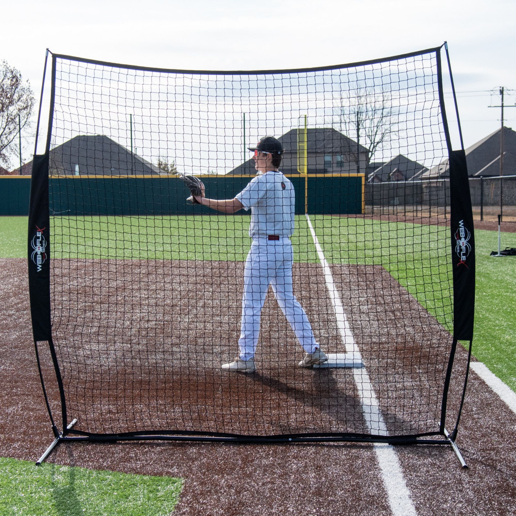 Web Flex Spider Series 7' x 7' Field Screen for Baseball & Softball, Lightweight Portable Batting Practice Net