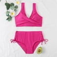 thumbnail image 5 of Women's Bikini Set Solid Color Strappy One Shoulder High Waist Sexy Two Piece Swimsuit for Beach Vacation,Hot Pink,L, 5 of 7