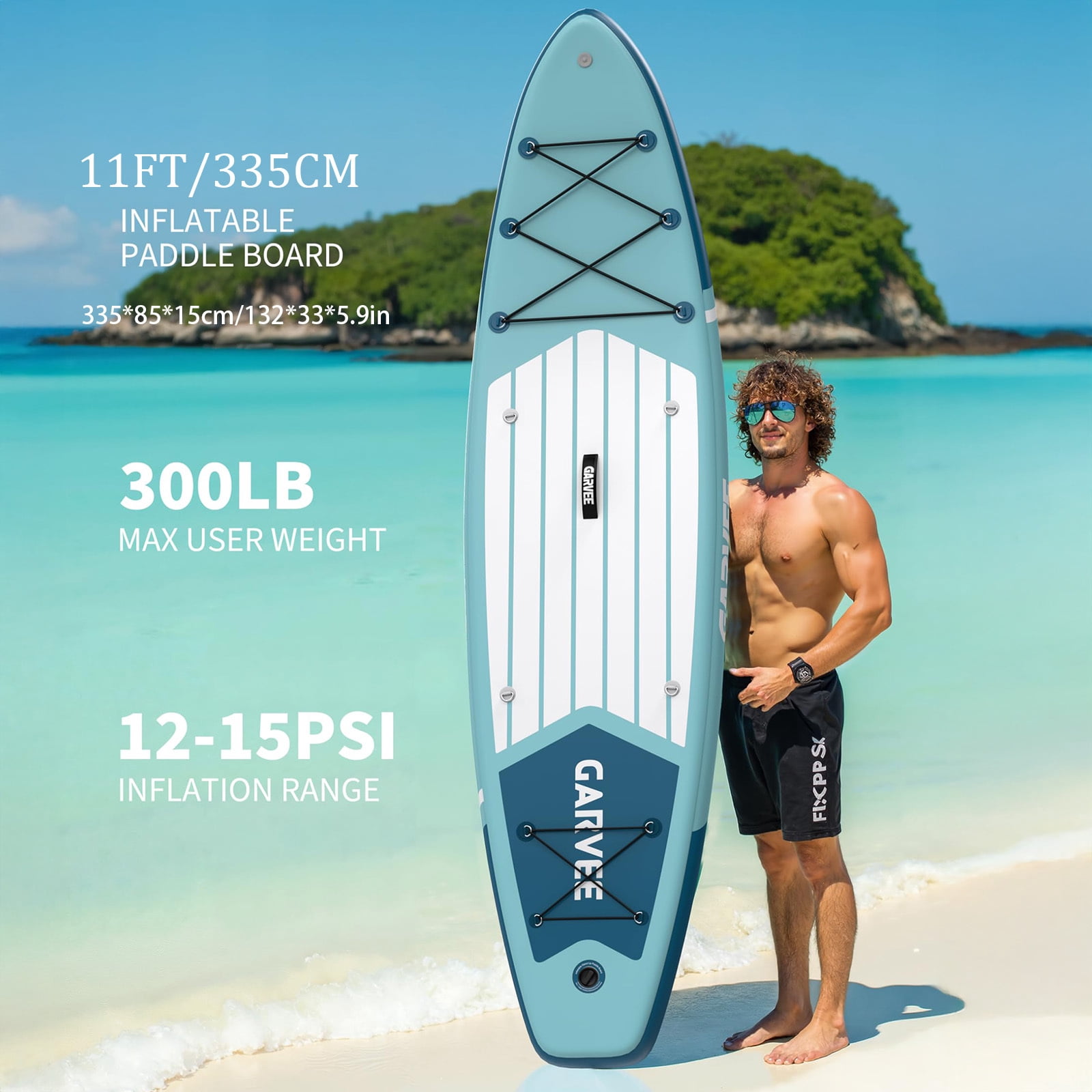 Inflatable SUP Board for Adults & Couples, 11' Manual Pump Stand Up Paddle Board with Camera Mount, Non-Slip Deck, Kayak Seat D-Rings, for Yoga Fishing Lake Ocean