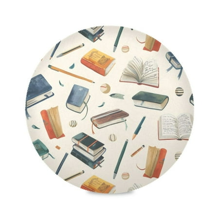 

Round Plate Mat 15.4x15.4 Inchesx1 Placemat Table Mat Kitchen Mat Coffee Mat Fabric Thick Strong Wear-Resistant Heat Resistance Book Pencil