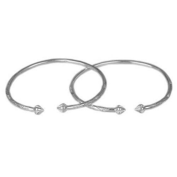 Better Jewelry Cocoa Pods .925 Sterling Silver West Indian Bangles (Pair)