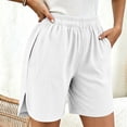thumbnail image 4 of Sheghy Cotton Shorts Cotton Women Solid Elastic Waist Daily Casual Shorts with Side Storage Pockets White M, 4 of 7
