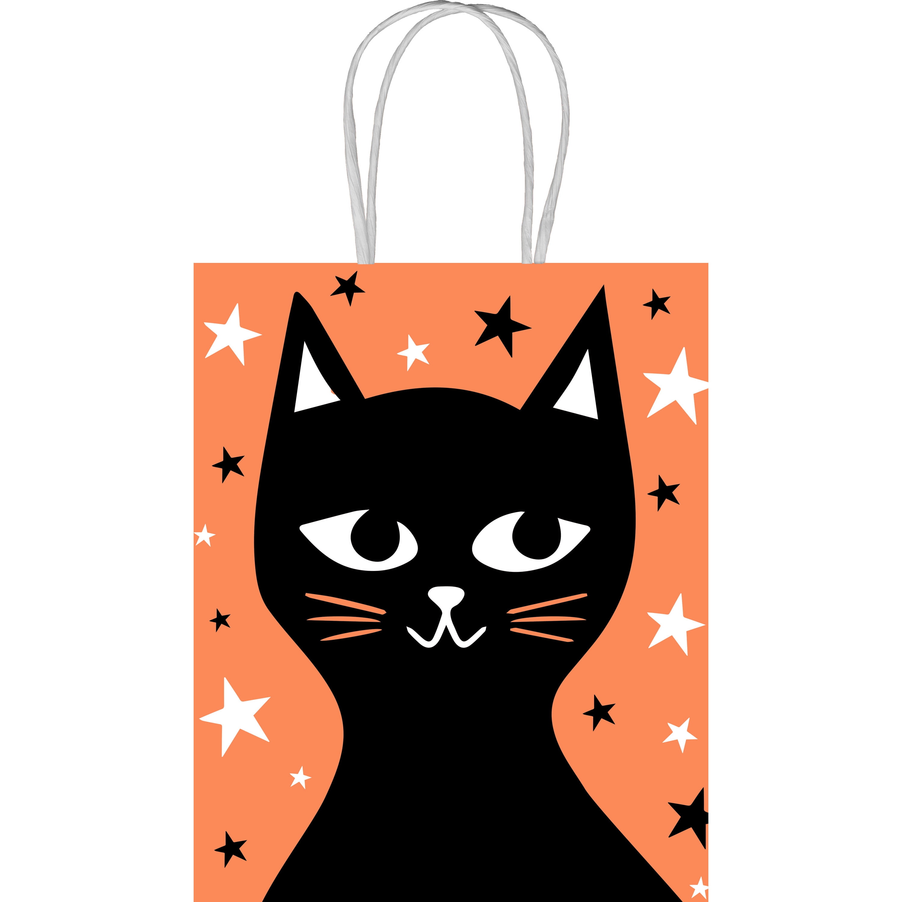 Hallmark Medium Halloween Gift Bag (Black Cat on Orange), 1 Count