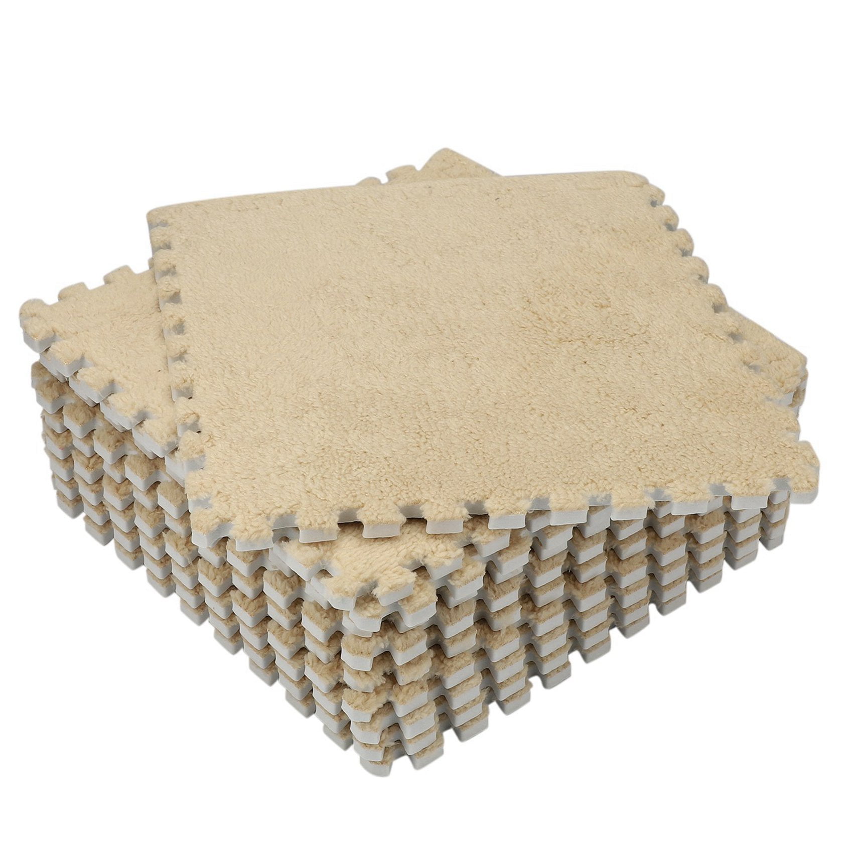 20 Piece Interlocking Foam EVA Fuzzy Mat Flooring Carpet Tiles for Kids - Perfect for Nursery Décor, Baby Room