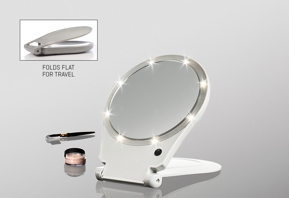 SHATTERPROOF Fold-Out Travel Mirror Full-length Multifunctional by Magic Mirror Mini medium Black & Gold 