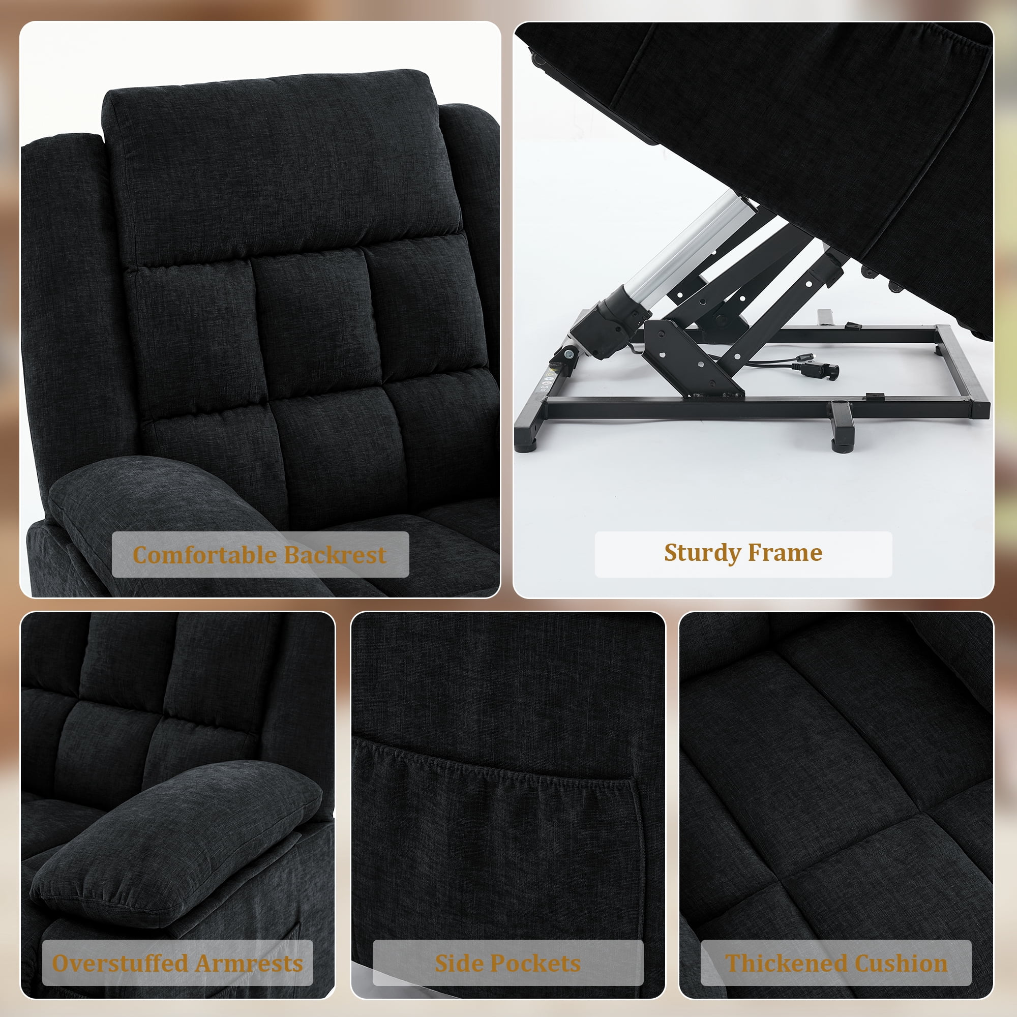 Korser Power Lift Recliner for Elderly with Heat and Massage Recliner Chair with Infinite Position Electric Lift Chair for Living Room,Black