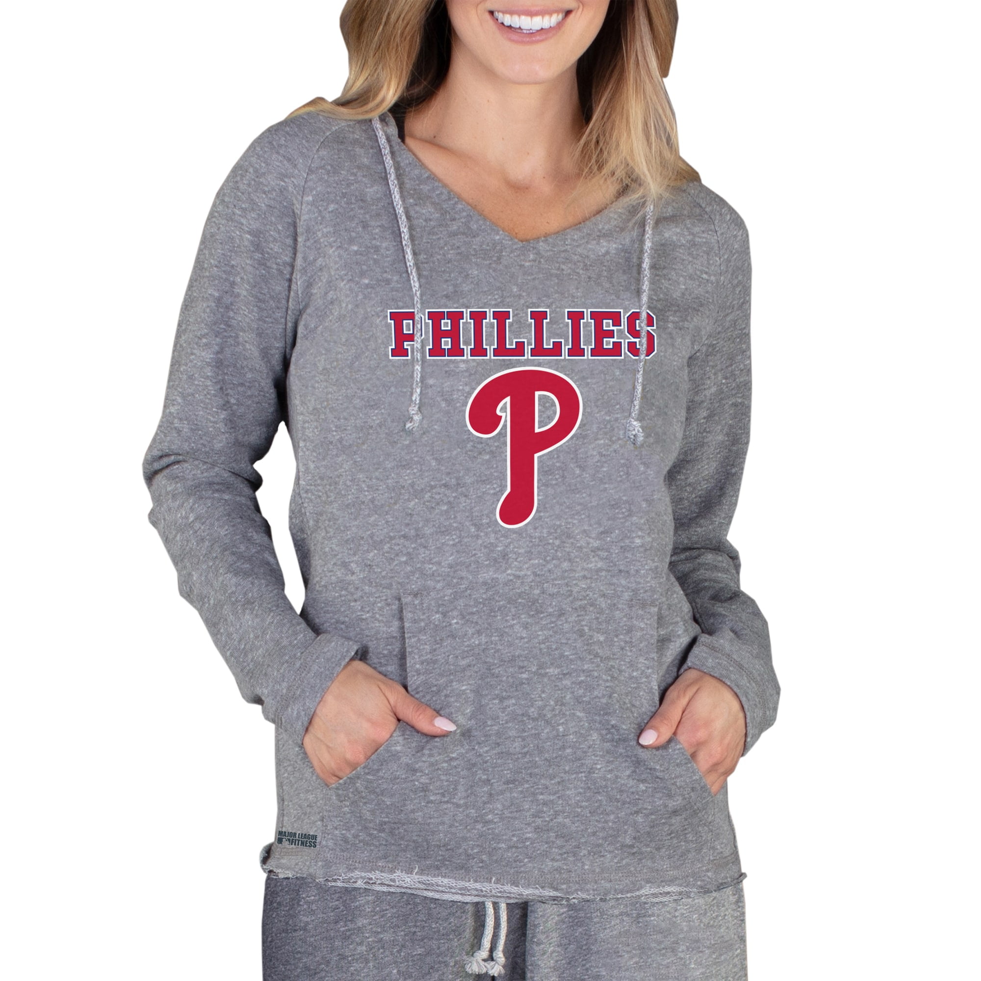 Philadelphia Phillies Concepts Sport Women's Mainstream Terry Long Sleeve Hoodie Top Gray