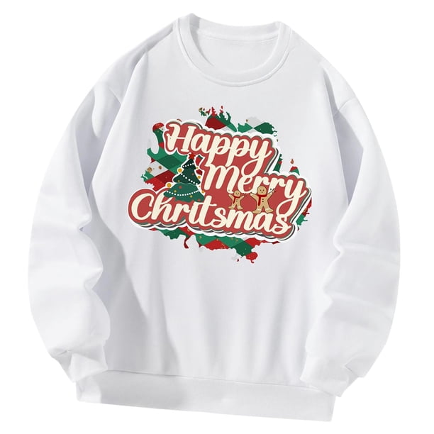 Sudadera con capucha para mujer, elegante sudadera blanca de otoño informal ligera con cuello redondo de poliéster, camisetas de manga larga para ir M