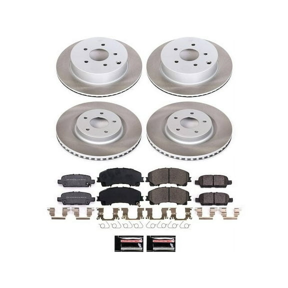 Front and Rear Brake Pad and Rotor Kit - Compatible with 2017 - 2022 INFINITI Q60 - Power Stop