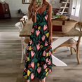 thumbnail image 4 of Robe Sans Manches à Fleurs Roses sur Fond Noir, Robe de Soirée de Luxe pour Femmes, Vêtements d'Été pour Femmes, 4 of 5