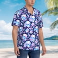 thumbnail image 3 of Susaid crystal Skull flower leaf Print Short Sleeve Shirts Button Down Casual Shirts Summer Beach Aloha Button Down Short Sleeve for Men ,Medium, 3 of 7