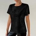 thumbnail image 3 of Womens Short Sleeve Dressy Tops Summer Trendy Casual Shiny Velvet T Shirt Crew Neck Casual Tunic Tees (S, Black), 3 of 8