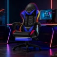 thumbnail image 5 of Czlolo Gaming Chair, Racing Style RGB LED Lights Gaming Chairs for Adults and Kids, Lumbar Massager Gamer Chair, High Back Reclining Computer Chair with Footrest and Headrest (Black/Blue), 5 of 9