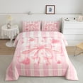 thumbnail image 2 of Manfei Cute Bow Girl Bedding Comforter Set 2pcs,Pink Geometric Stripes Twin Comforter Sets Microfiber,Kawaii Ribbon Bow Knot Breathable Bedding Set,Luxury Bedroom Decor,Reversible, 2 of 8