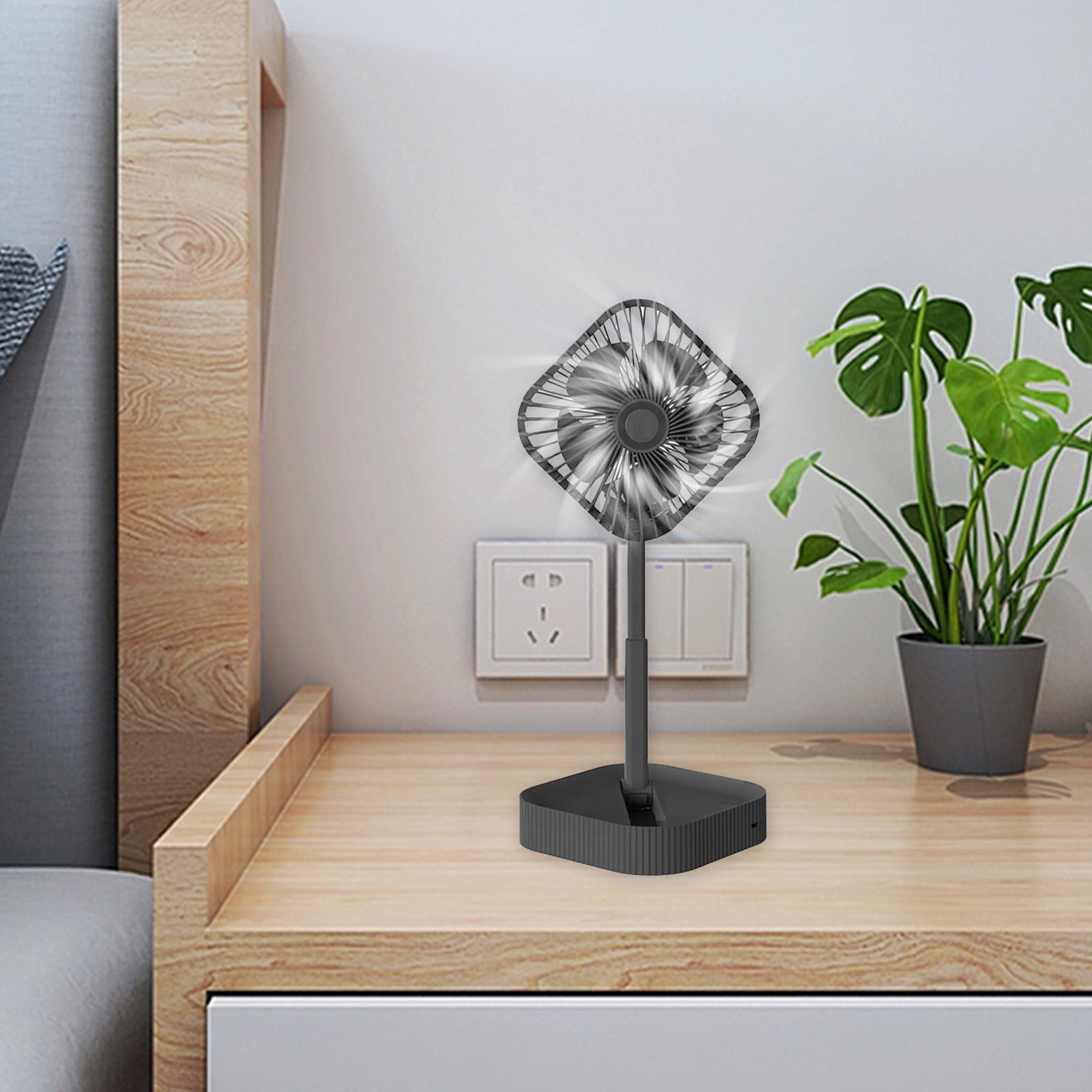 Apmemiss Clearance Portable Pedestal Fan - Foldaway Standing Fan Foldable Desk Fan, Wireless Use 1200Mah Rechargeable Battery, Control Telescopic 3Speed Quiet Fan for Home Kitc