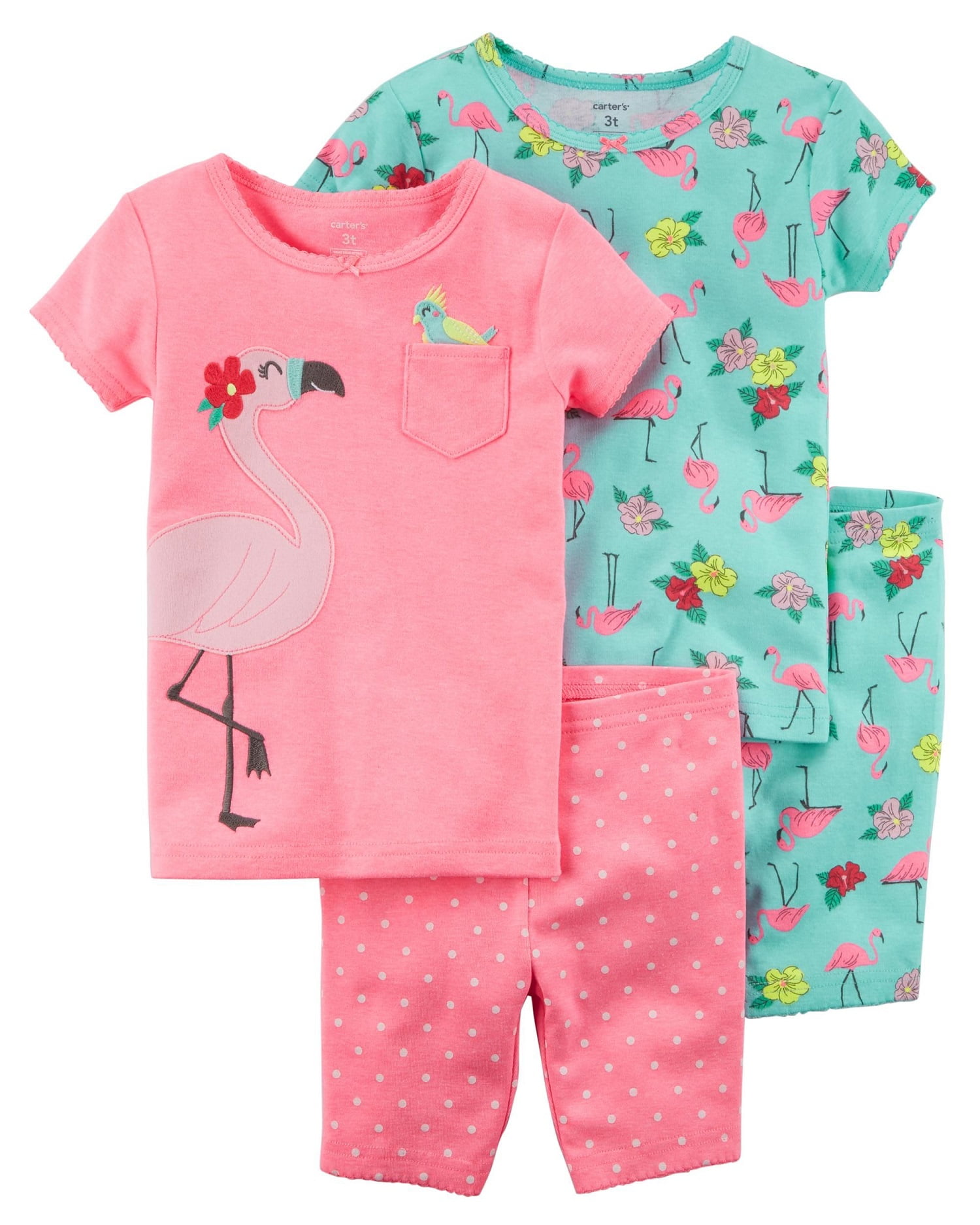 Carter's Carter's Baby Girls' 4Piece Neon Flamingo Snug Fit Cotton