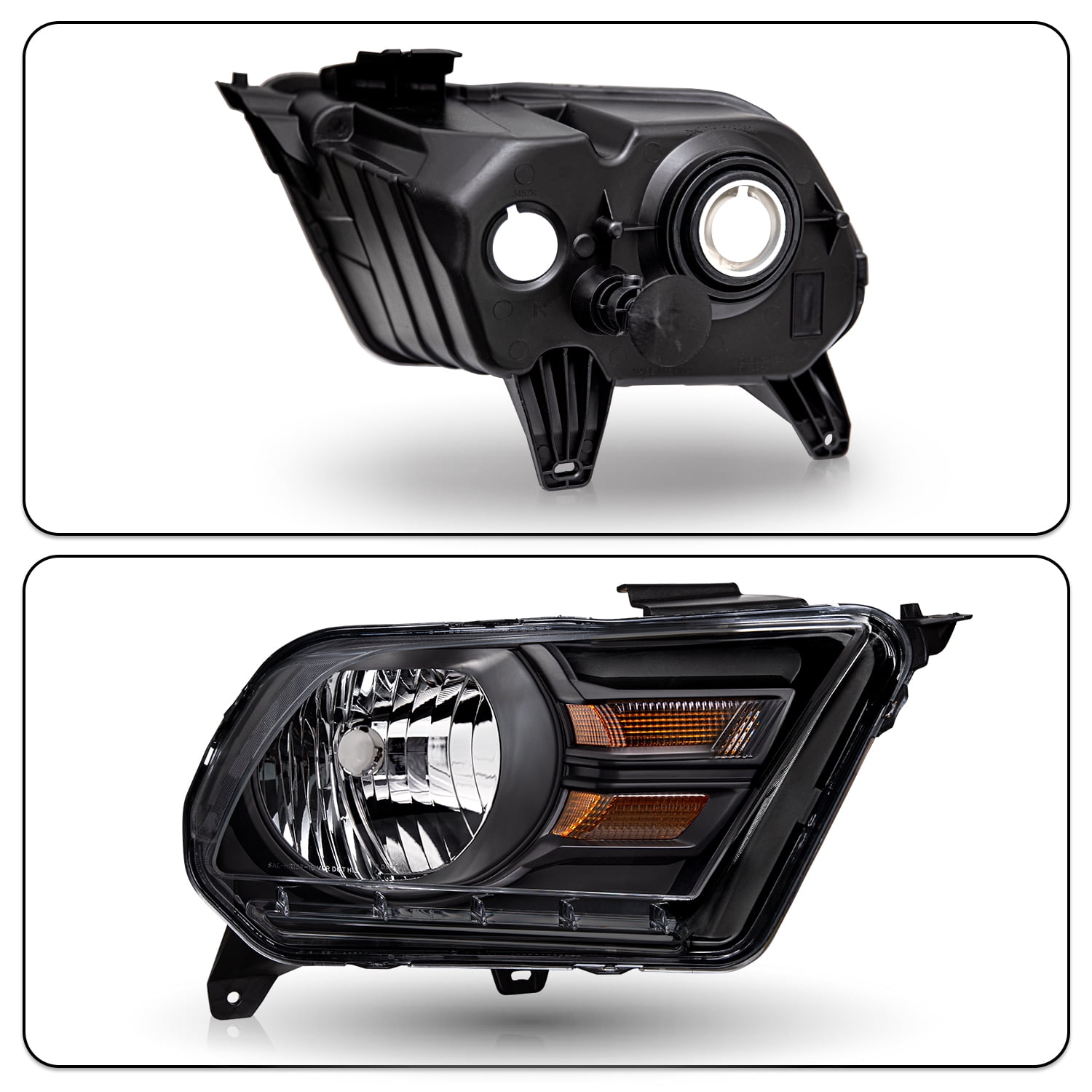For 2010 2011 2012 2013 2014 Ford Mustang Halogen Type Headlight Headlamp Pair