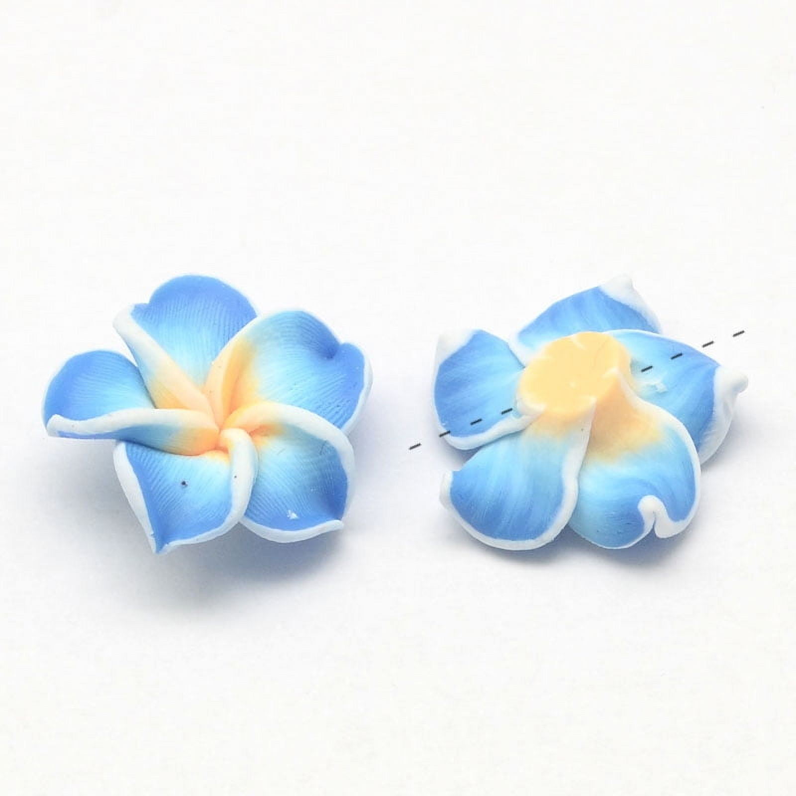 100 pc Handmade Polymer Clay 3D Flower Plumeria Beads Mixed Color 30x11mm Hole: 2mm