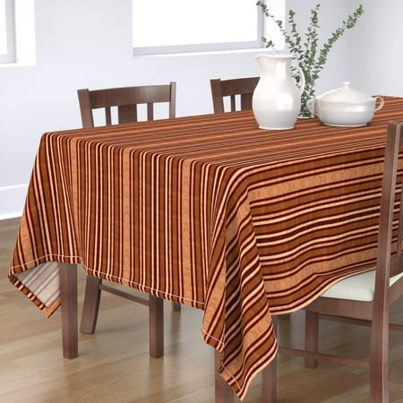 

Cotton Sateen Tablecloth 70 x 144 - Burnt Vintage Style Brown Sepia Striped Stripe Fancy Stripes Dots Wood Print Custom Table Linens by Spoonflower