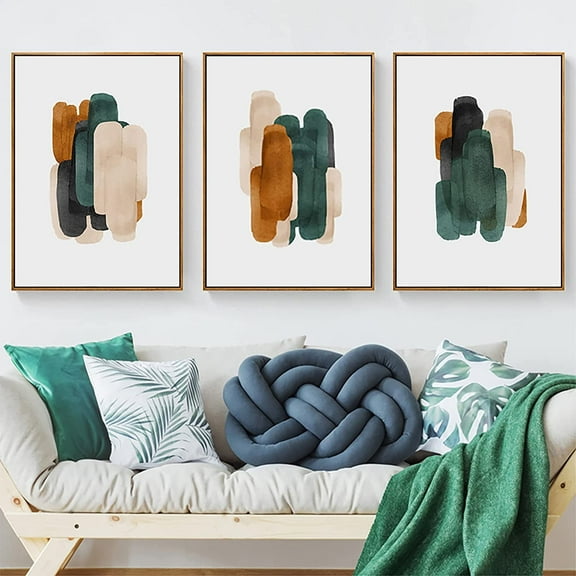 Minimalist Abstract Wall Poster Modern Style Canvas Prints Green And Rust Contemporary Art 8*10 Inch Unframed (8*10 inch) Set of 3