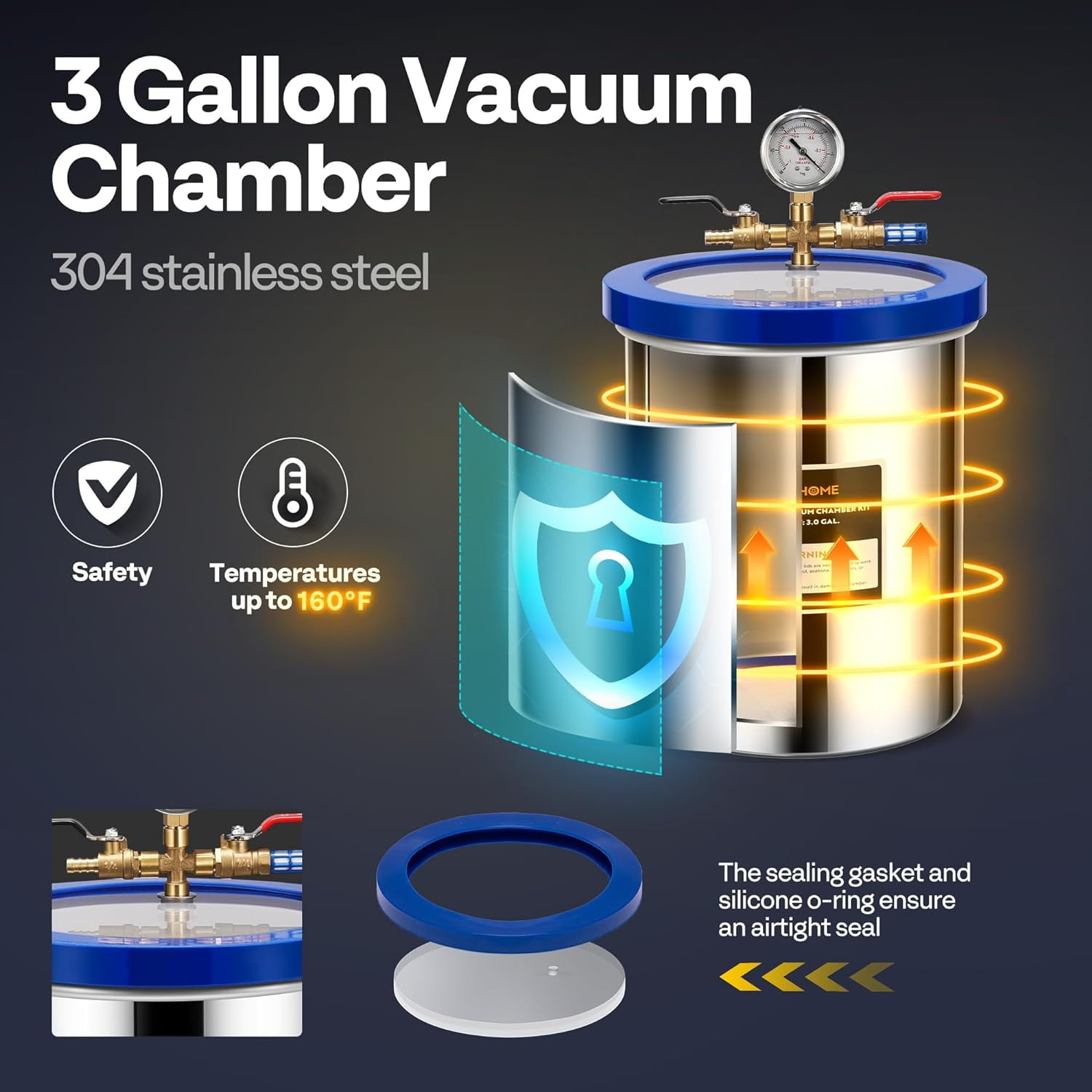 SPECSTAR 3 Gallon Vacuum Chamber with Vacuum Chamber 3.5cfm