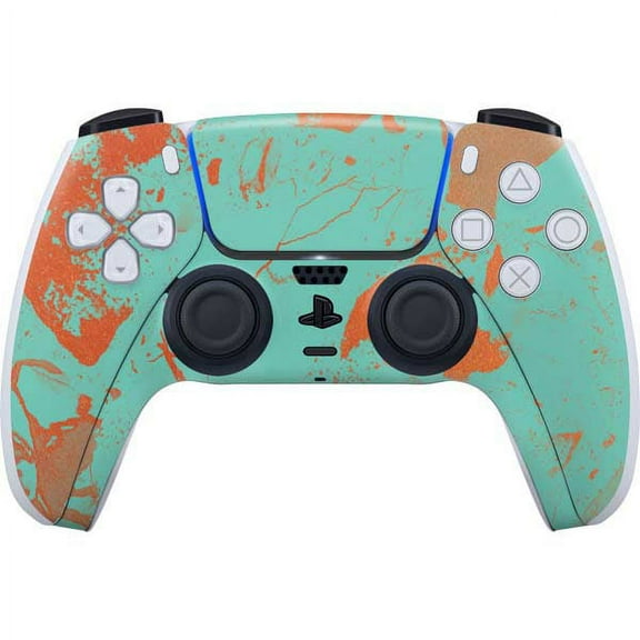 Skinit Turquoise and Orange Marble PS5 Controller Skin