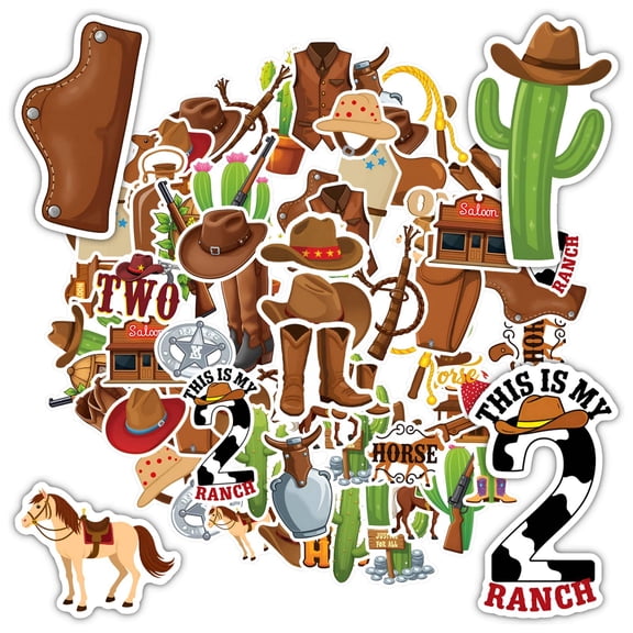 35pcs-50pcs Western Stickers Cowboy Stationery Sticker Horse Kids Sticker  for Luggage Laptop