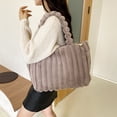 thumbnail image 5 of 1 bolso de mano retro de gran capacidad, bolso de mano de moda para estudiantes, bolso de viaje sencillo de felpa, 5 of 5
