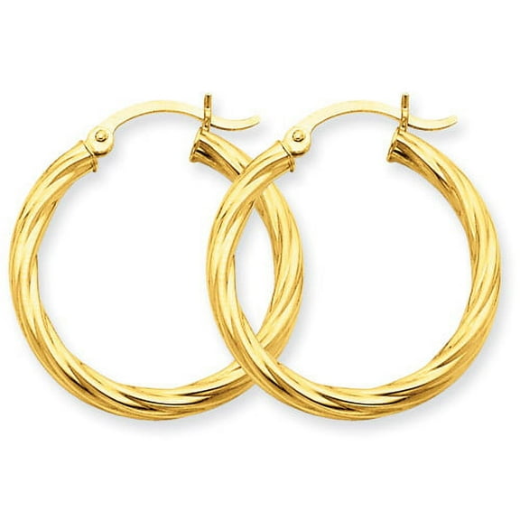 Primal Gold 14 Karat Yellow Gold 3.25mm Twisted Hoop Earrings