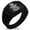 Black, variant on Stainless Steel Floral Hamsa Hand of Fatima CZ Ribbed Needle Stripe Pattern Biker Style Polished Ring