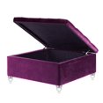 thumbnail image 3 of Posh Living Joshua Velvet Storage Ottoman in Purple and Clear, 3 of 7