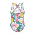 thumbnail image 5 of Uorisanigo Hawaiian Pineapple Swimsuits for Girls Size 7-8 Cross Shoulder Strap One Piece Swimming Suits Polyester and Spandex Fabric Beach Sport Swimwear, 5 of 7